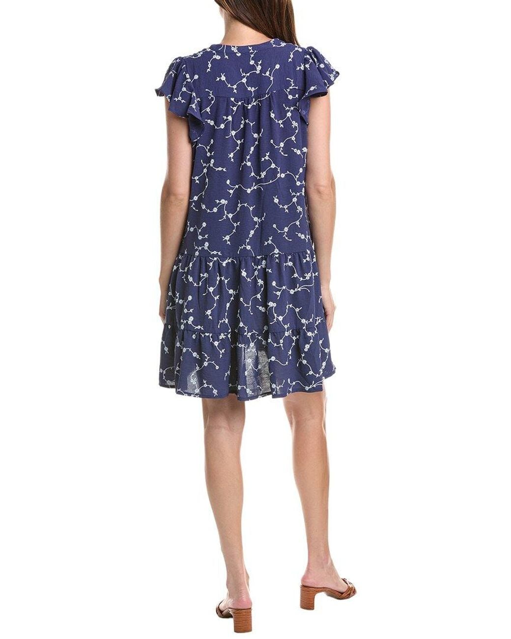 Cece Blue Ruffle Tiered Dress