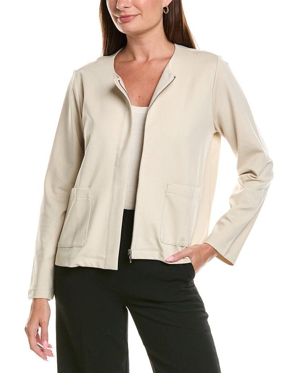 Eileen Fisher Natural Round Neck Jacket