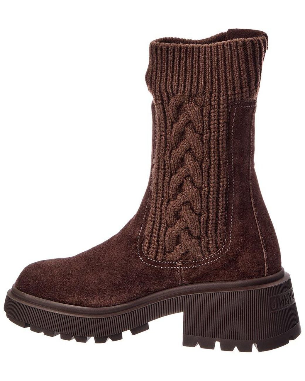 Jimmy Choo Brown Tamia Leather & Cable Knit Boot