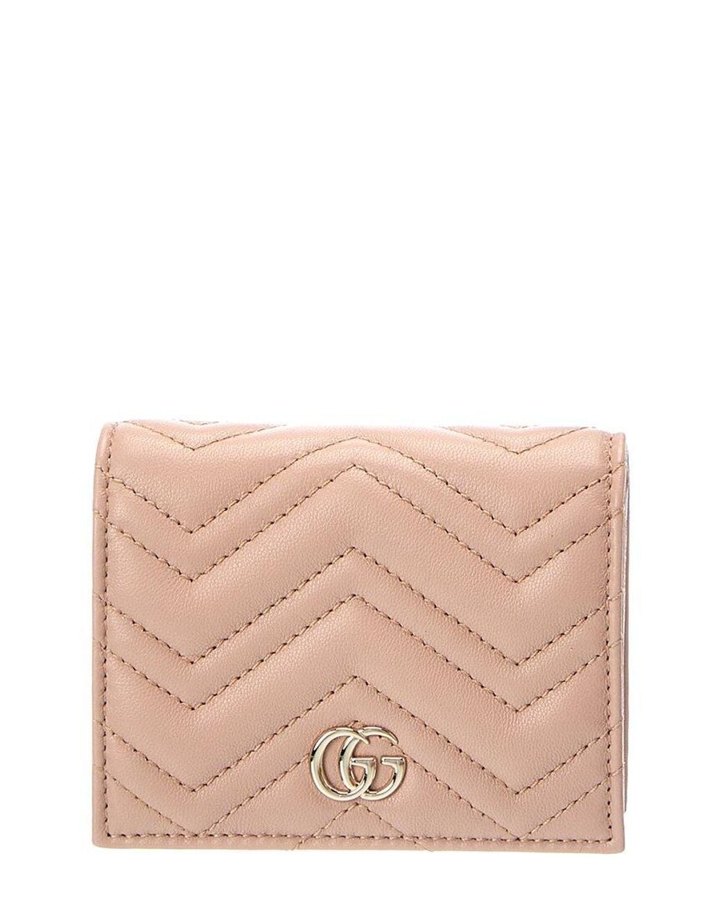 Gucci Pink Gg Marmont Leather Card Case