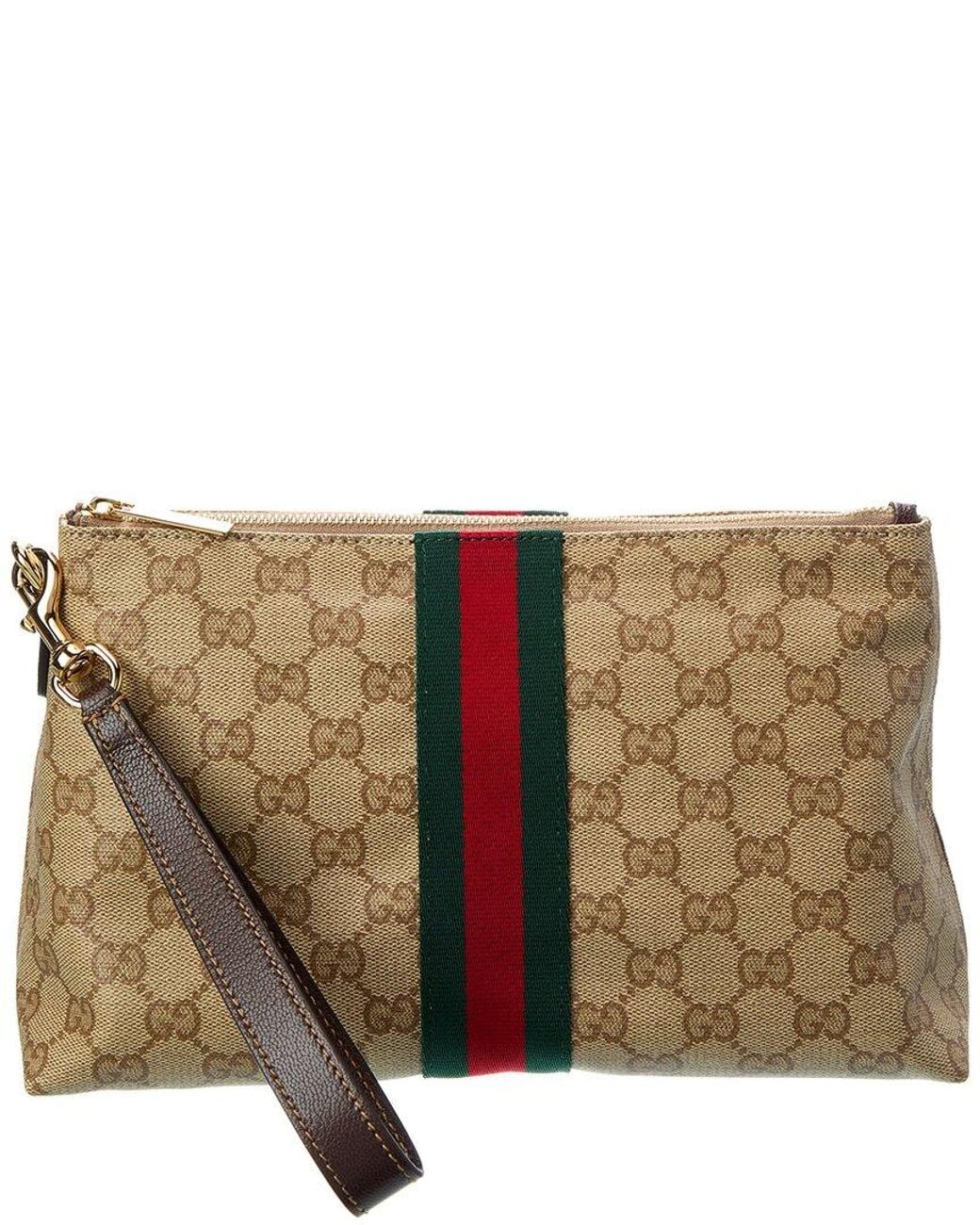 Gucci Brown Small Gg Coated Canvas Pouch