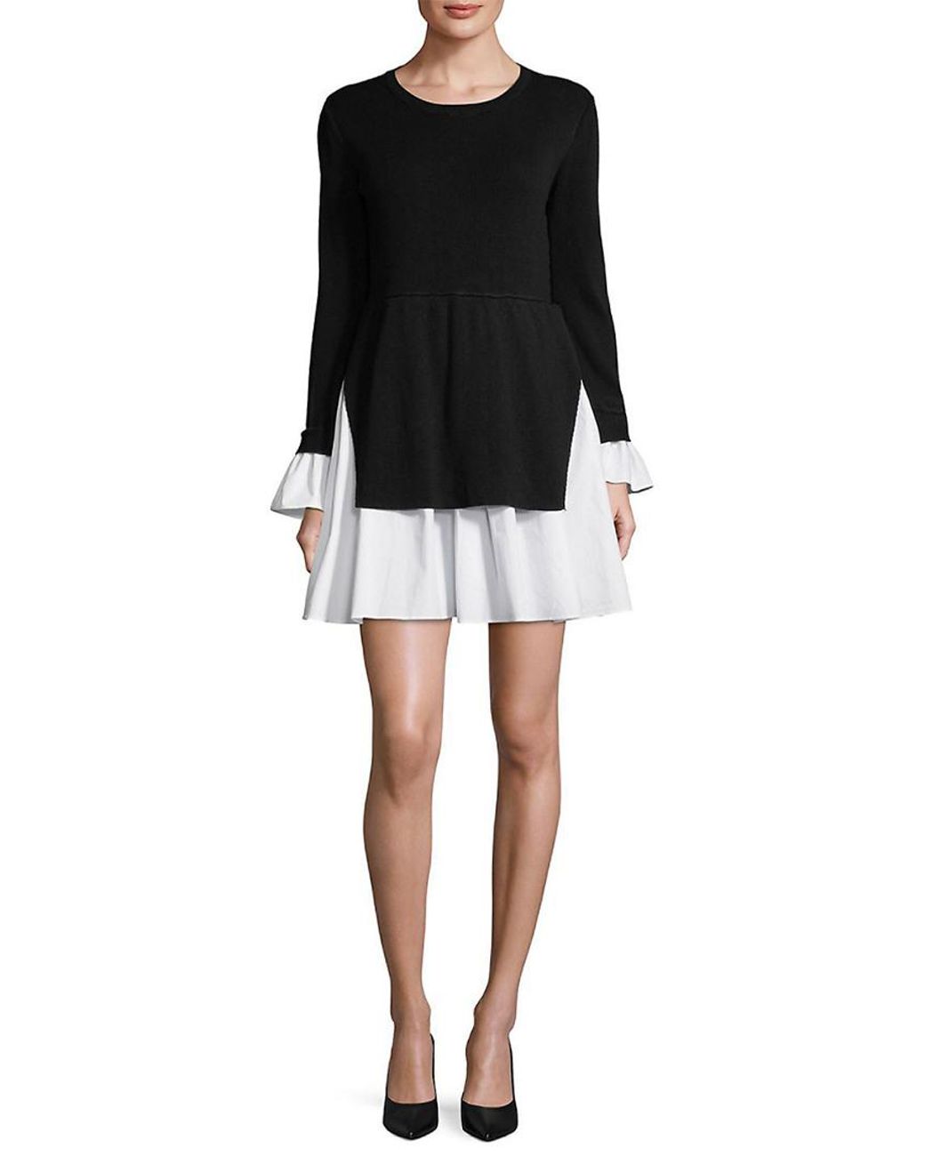 English Factory Knit Combo Dress in Black Lyst