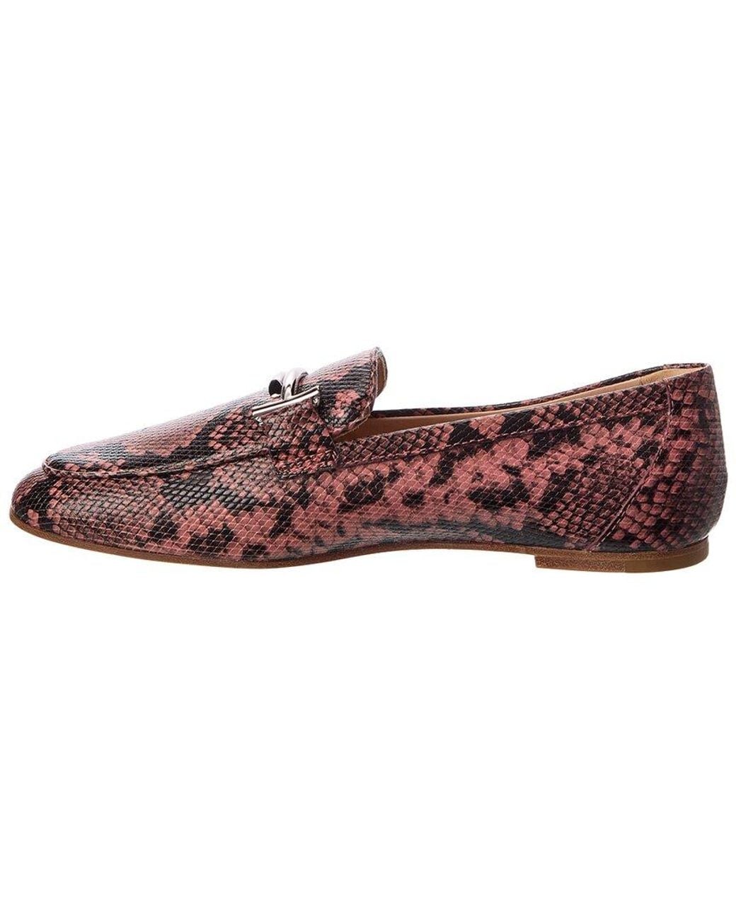 Tod's Brown Snake-Embossed Leather Loafer