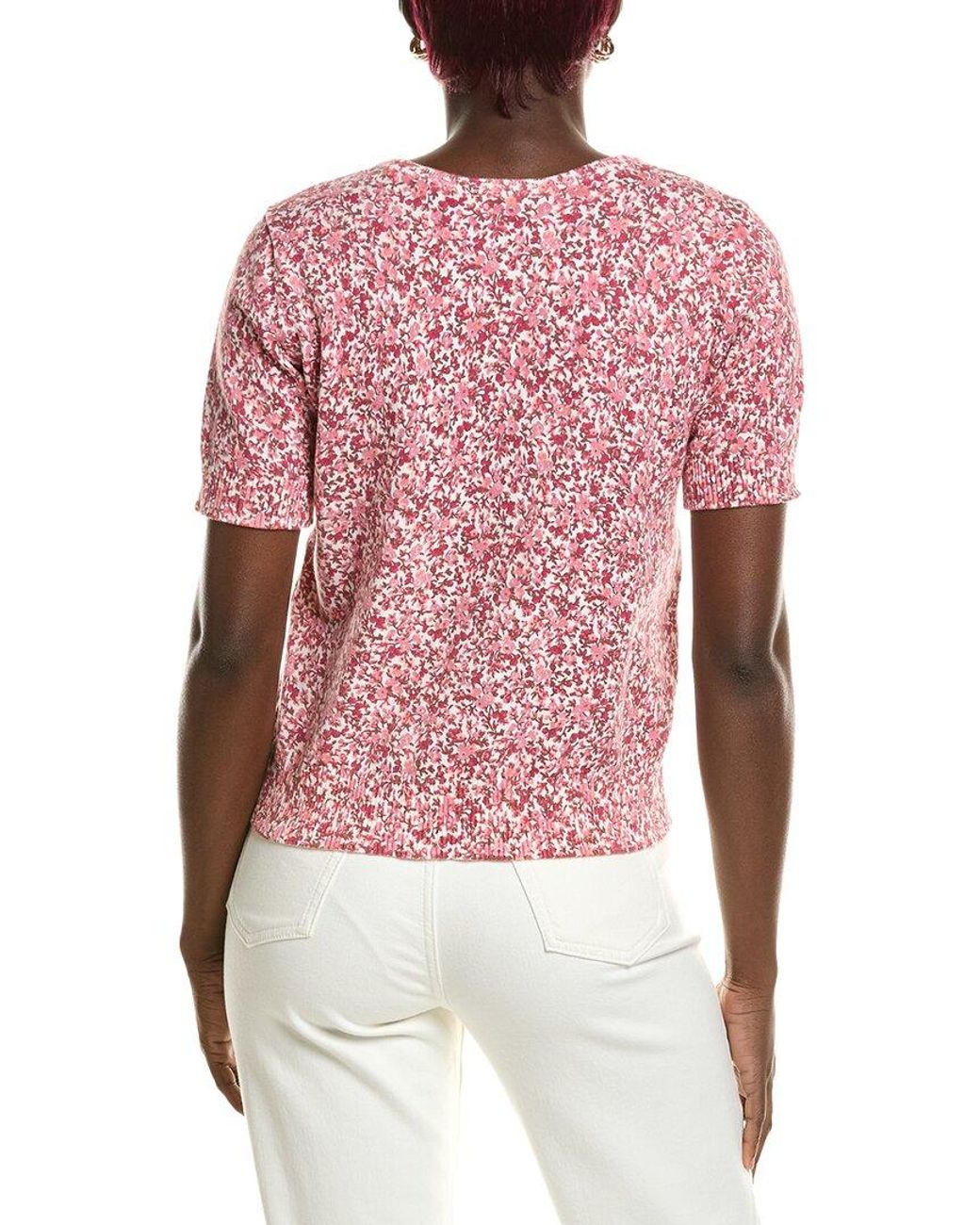 1.STATE Red Floral Print Crewneck Top