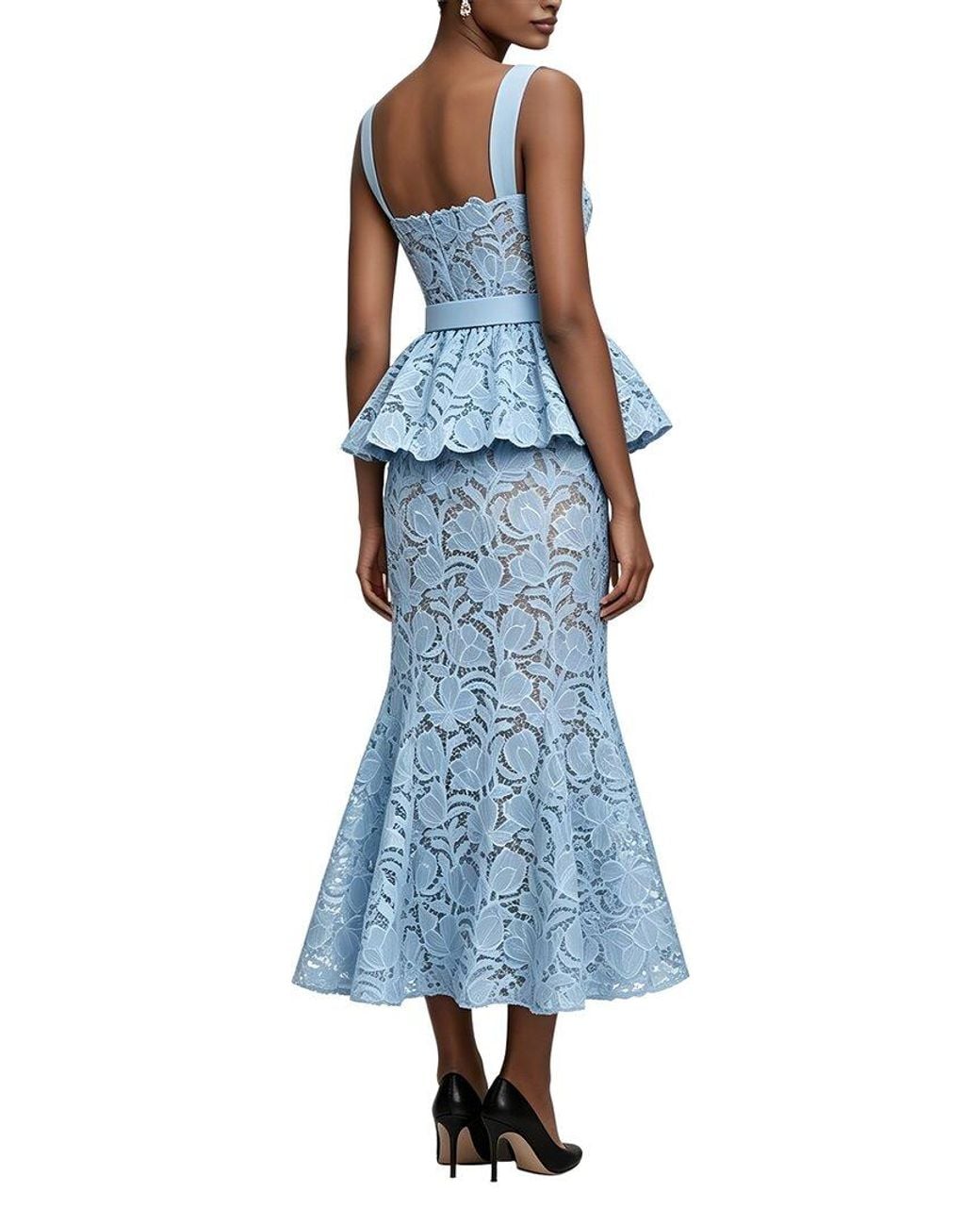 Linda Charm Blue Sleeveless Midi Dress