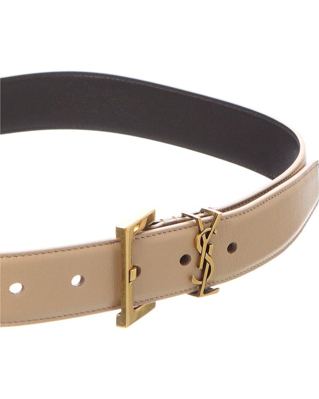 Saint Laurent Natural Monogram Leather Belt