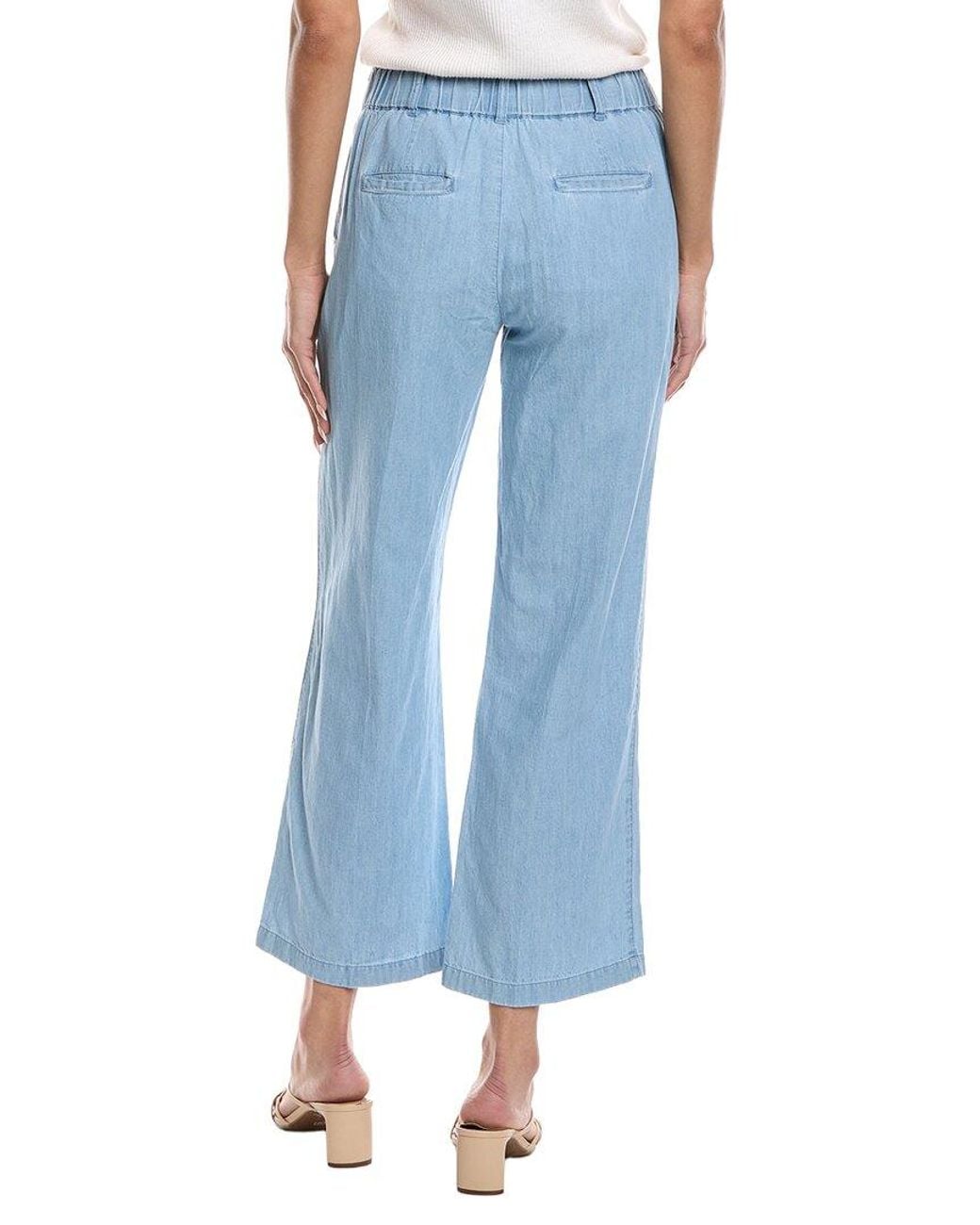 NIC+ZOE Blue Petite Denim Linen Wide-Leg Pant