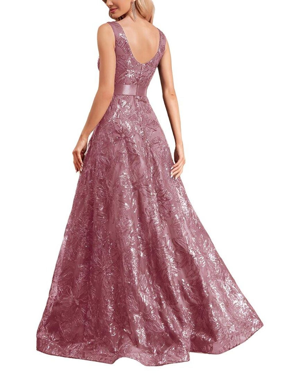 Vincent Purple Embroidered Maxi Dress