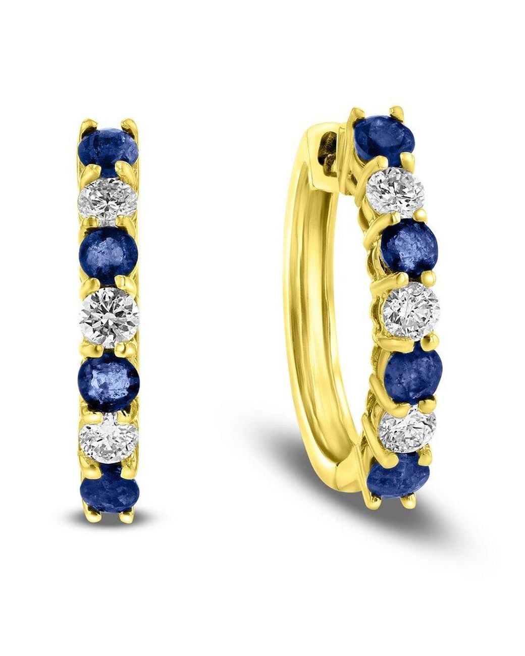 LEVARON Metallic 14K 1.15 Ct. Tw. Diamond & Sapphire Earrings