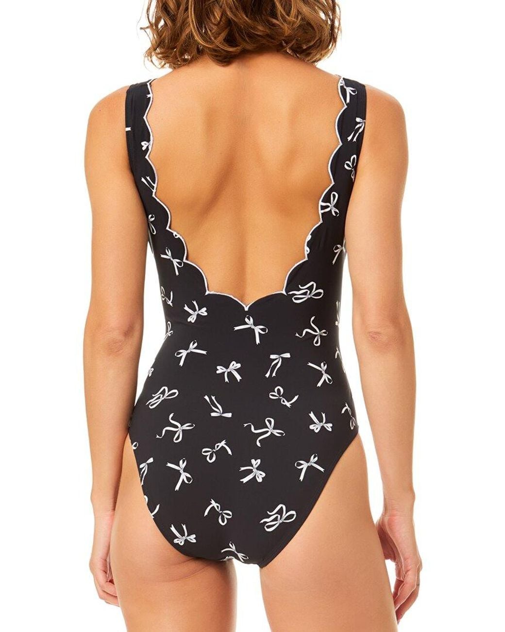 Cece Black Contrast Scallop One-Piece