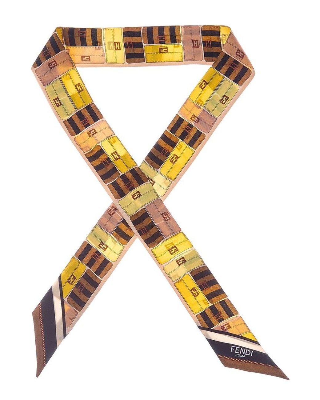 Fendi Metallic Wrappy Silk Neckbow