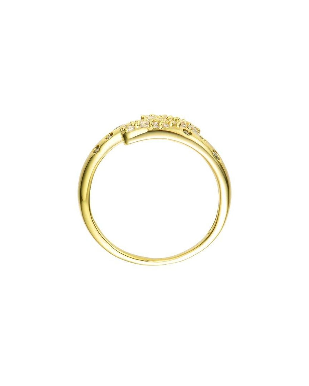 Genevive Jewelry Metallic 14k Over Silver Cz Clear Bypass Ring