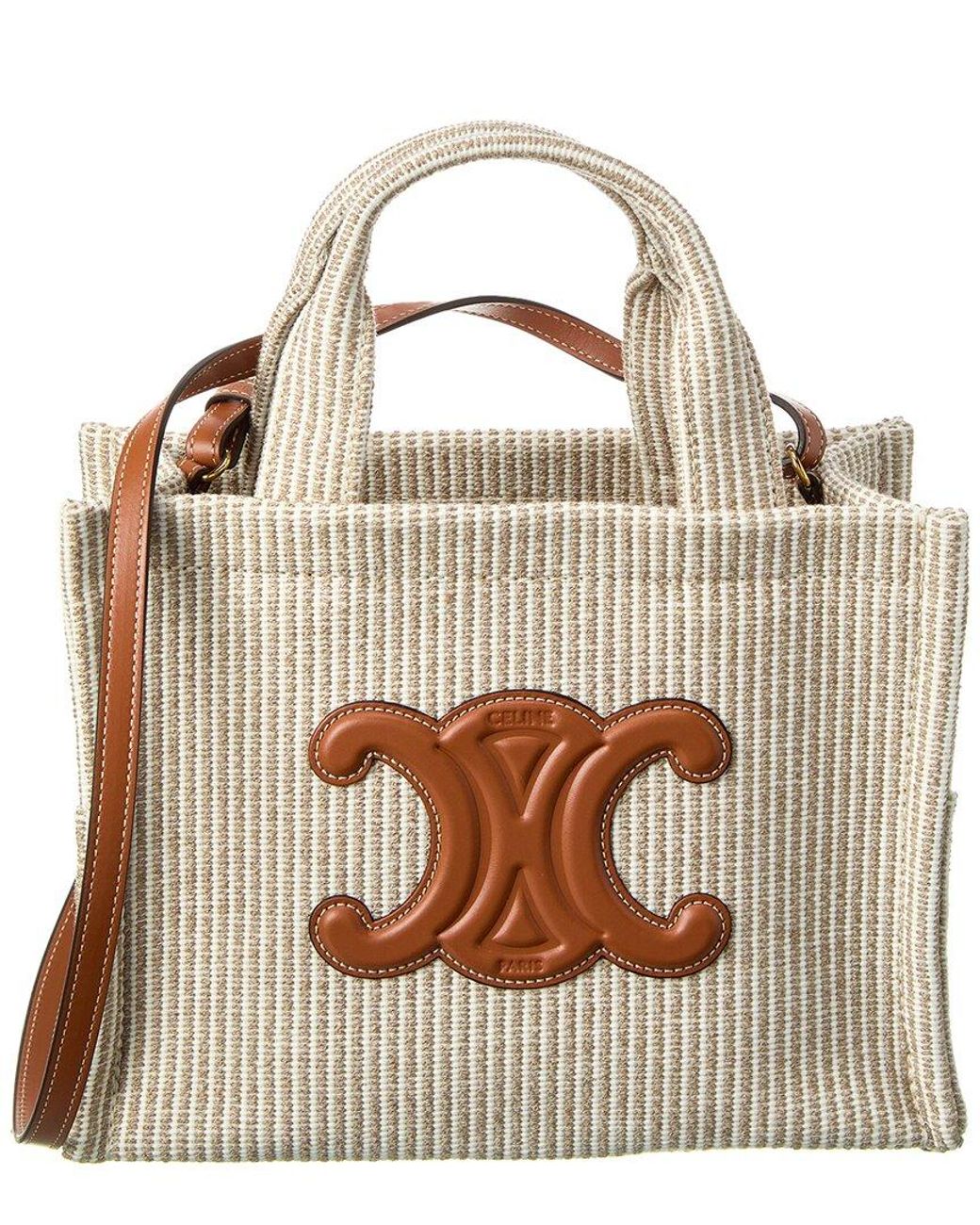 CELINE Vertical Cabas Hand Tote Bag Triomphe Canvas Leather Brown