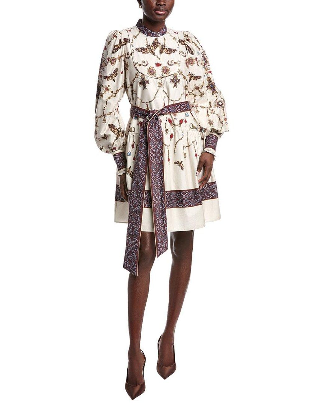 Marchesa White Printed Mini Shirtdress