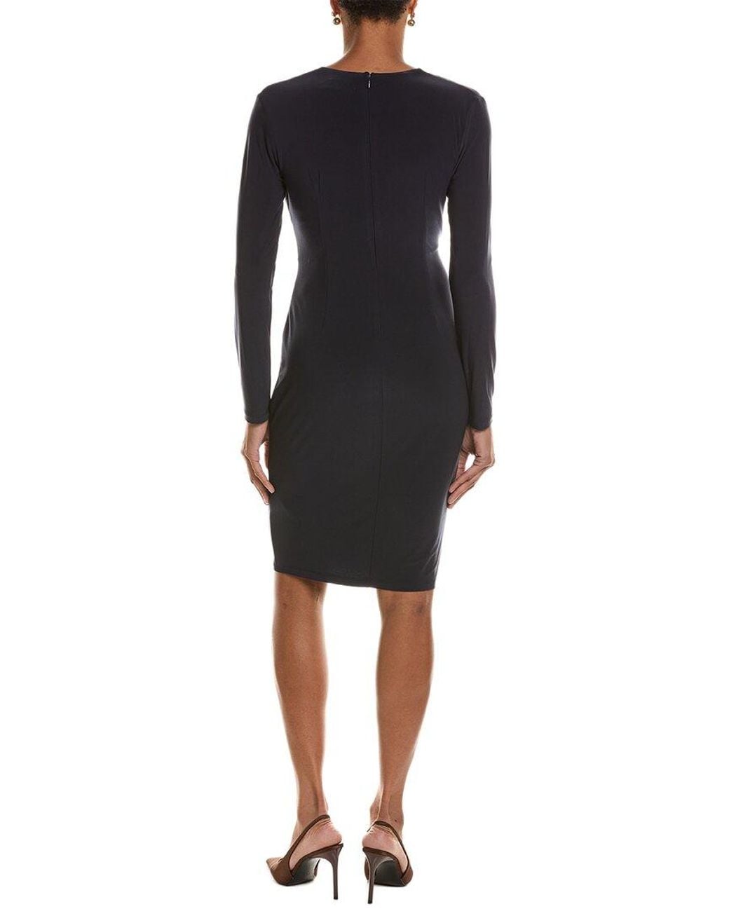 DKNY Black Faux Wrap Midi Dress