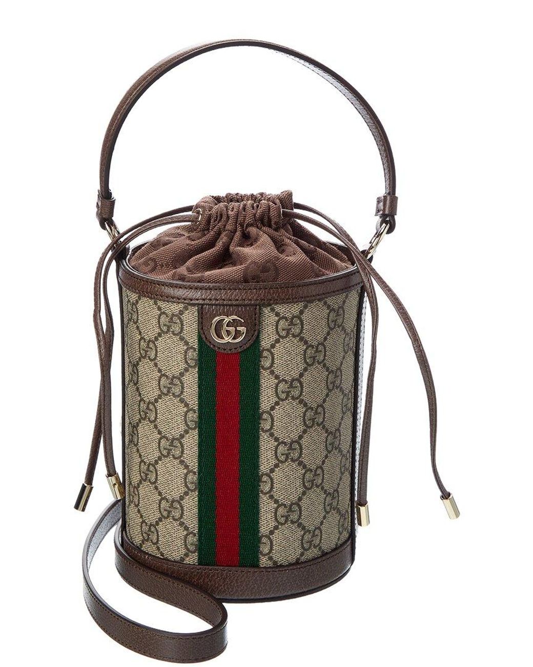 Gucci Black Ophidia Mini Gg Supreme Canvas & Leather Bucket Bag