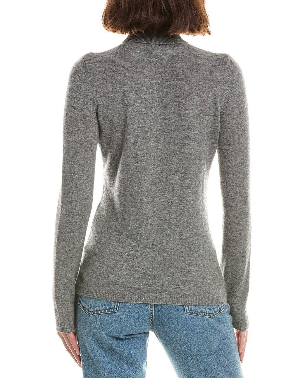 Forte Gray Basic Turtleneck 100% Cashmere Pullover