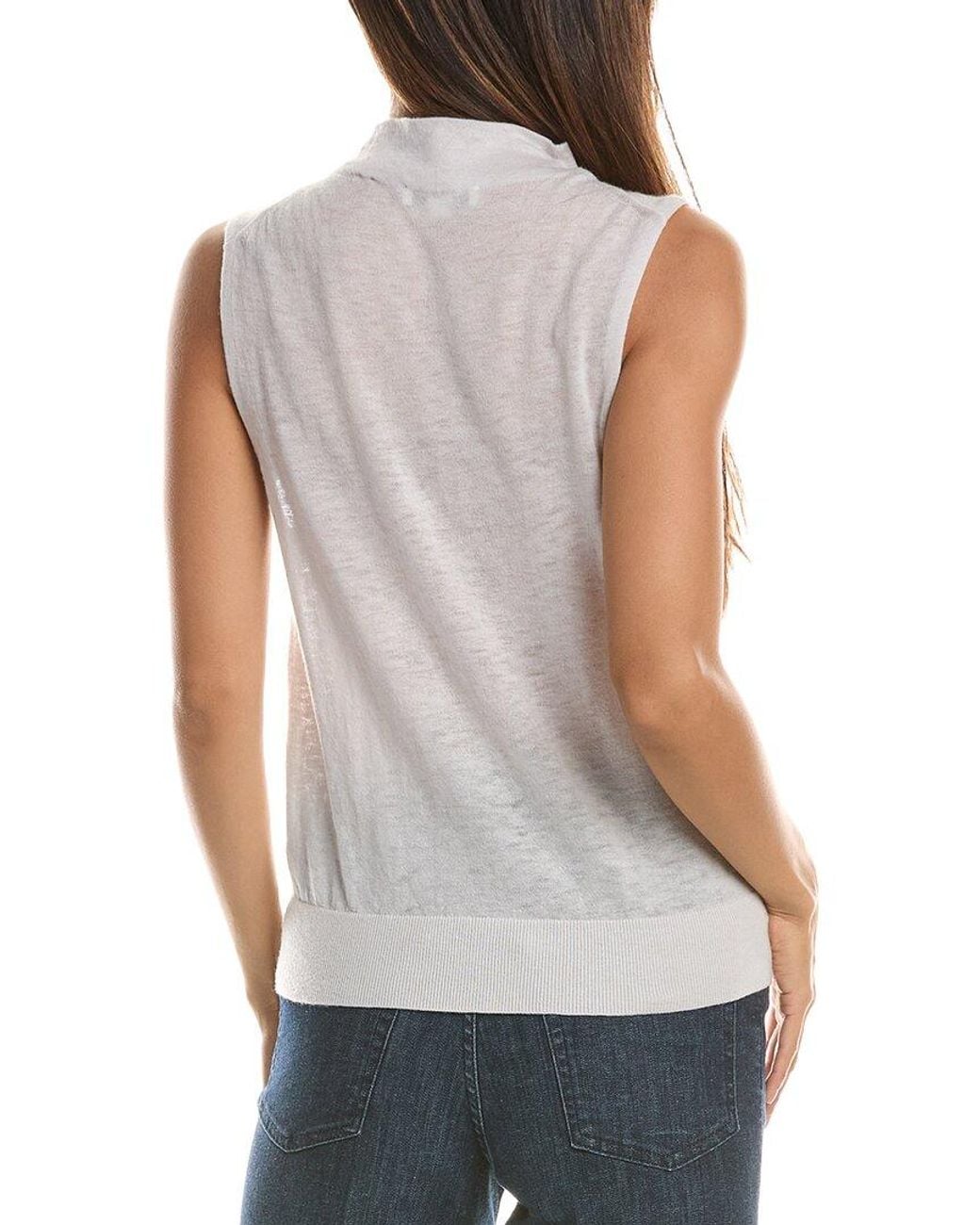 Vince Gray Sleeveless Mock Neck Wool Sweater