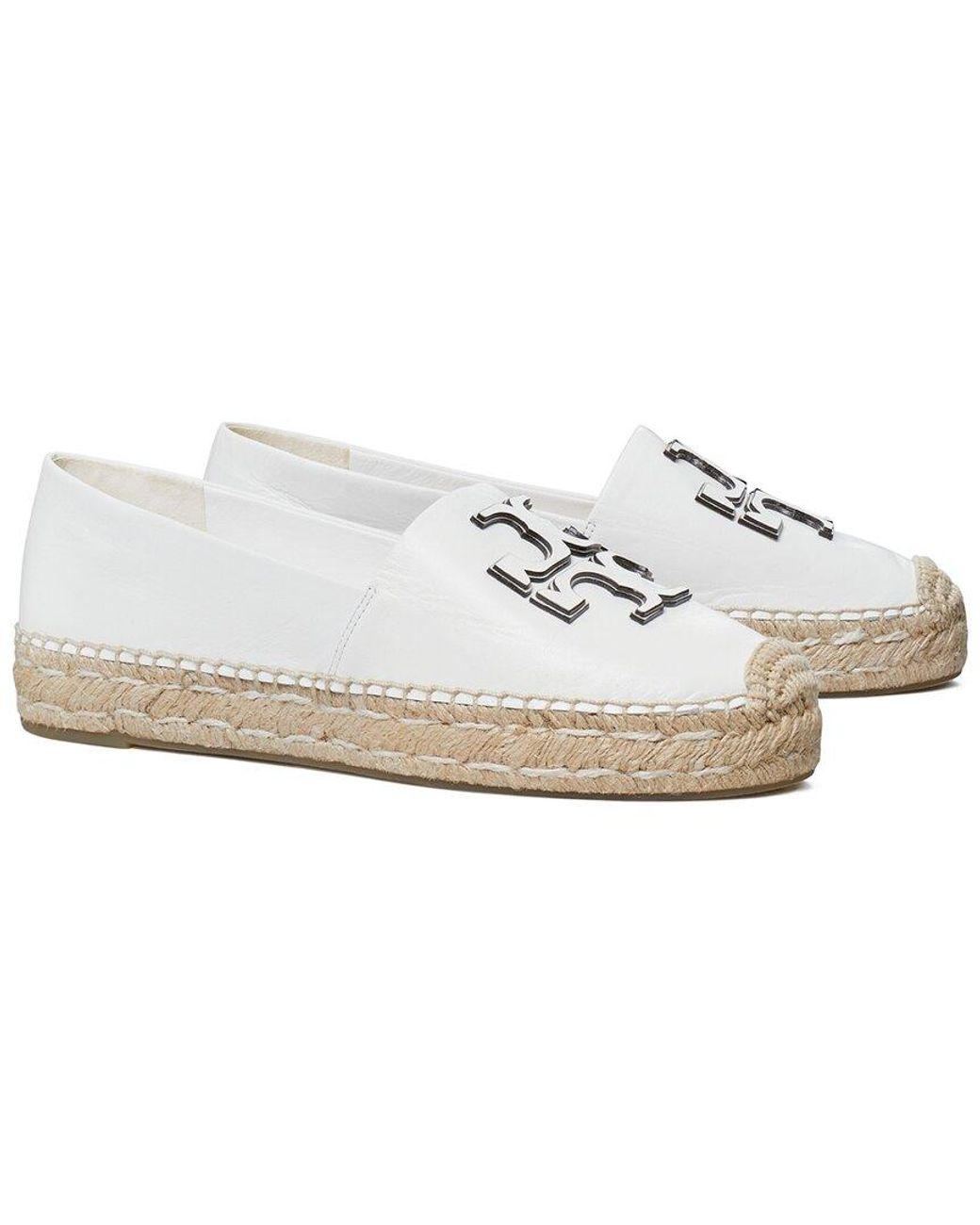 Tory Burch White Ines Leather Platform Espadrille