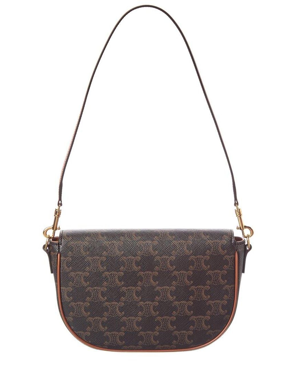 Céline Metallic Folco Triomphe Coated Canvas & Leather Shoulder Bag