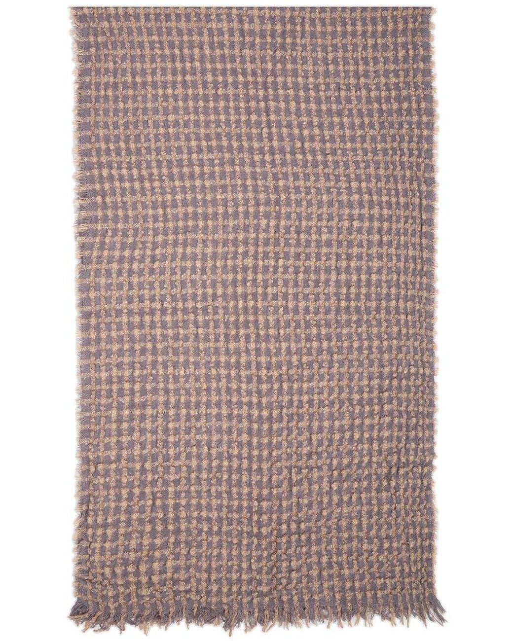 Saachi Brown Crinkle Plaid Scarf