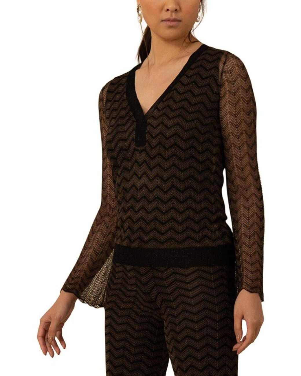 Hale Bob Black V-Neck Top