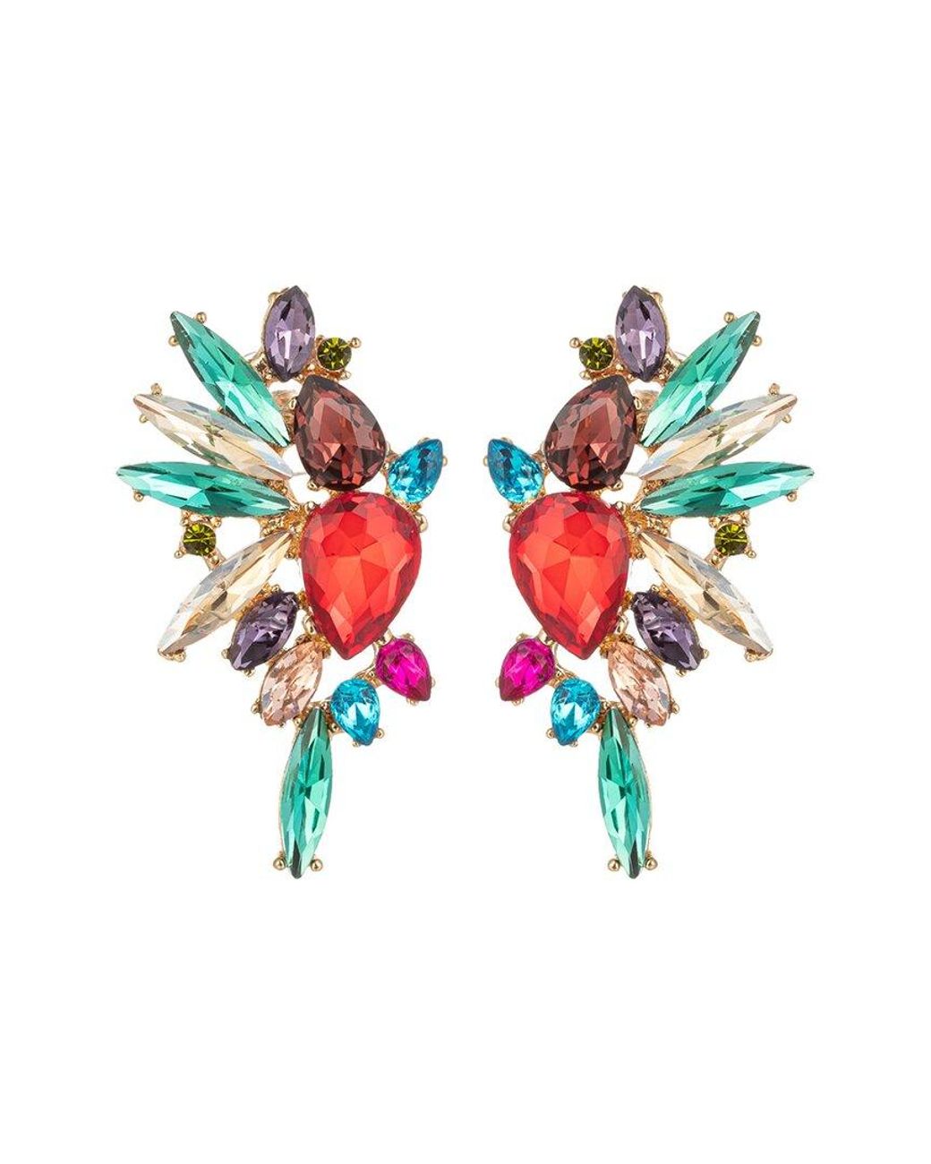 Eye Candy LA Red Art Gala Crystal Rainbow Drop Earrings