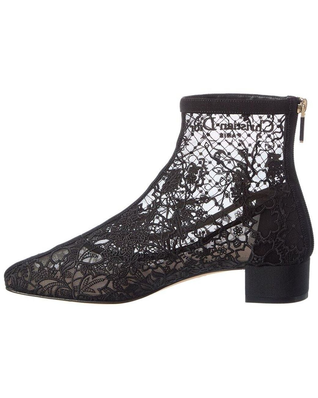 Dior Black Naughtily Lace & Leather Bootie