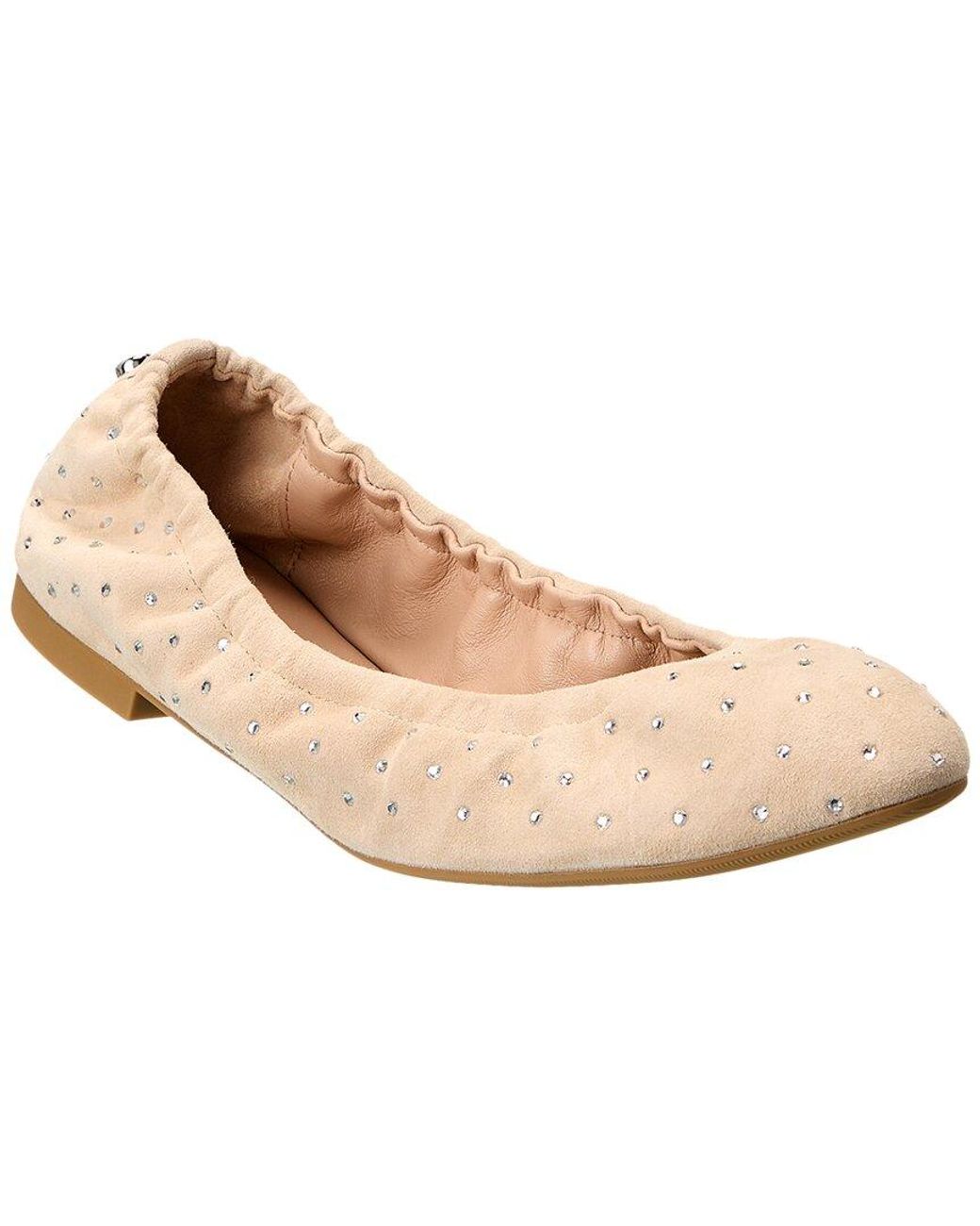 Stuart Weitzman Natural Bling Suede Ballet Flat