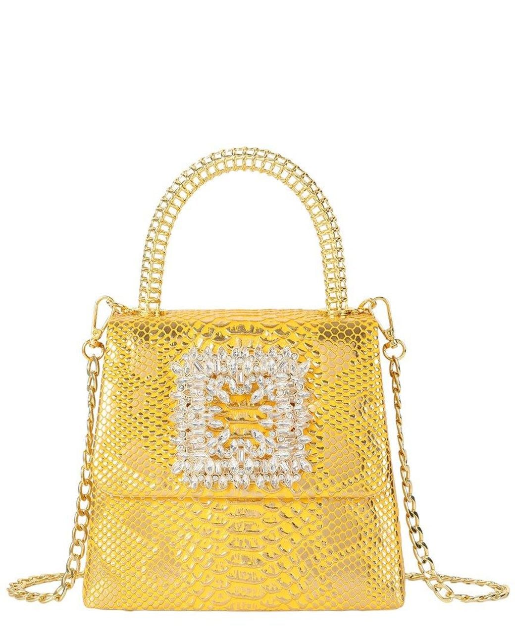Tiffany & Fred Paris Metallic Embossed Mini Leather Satchel