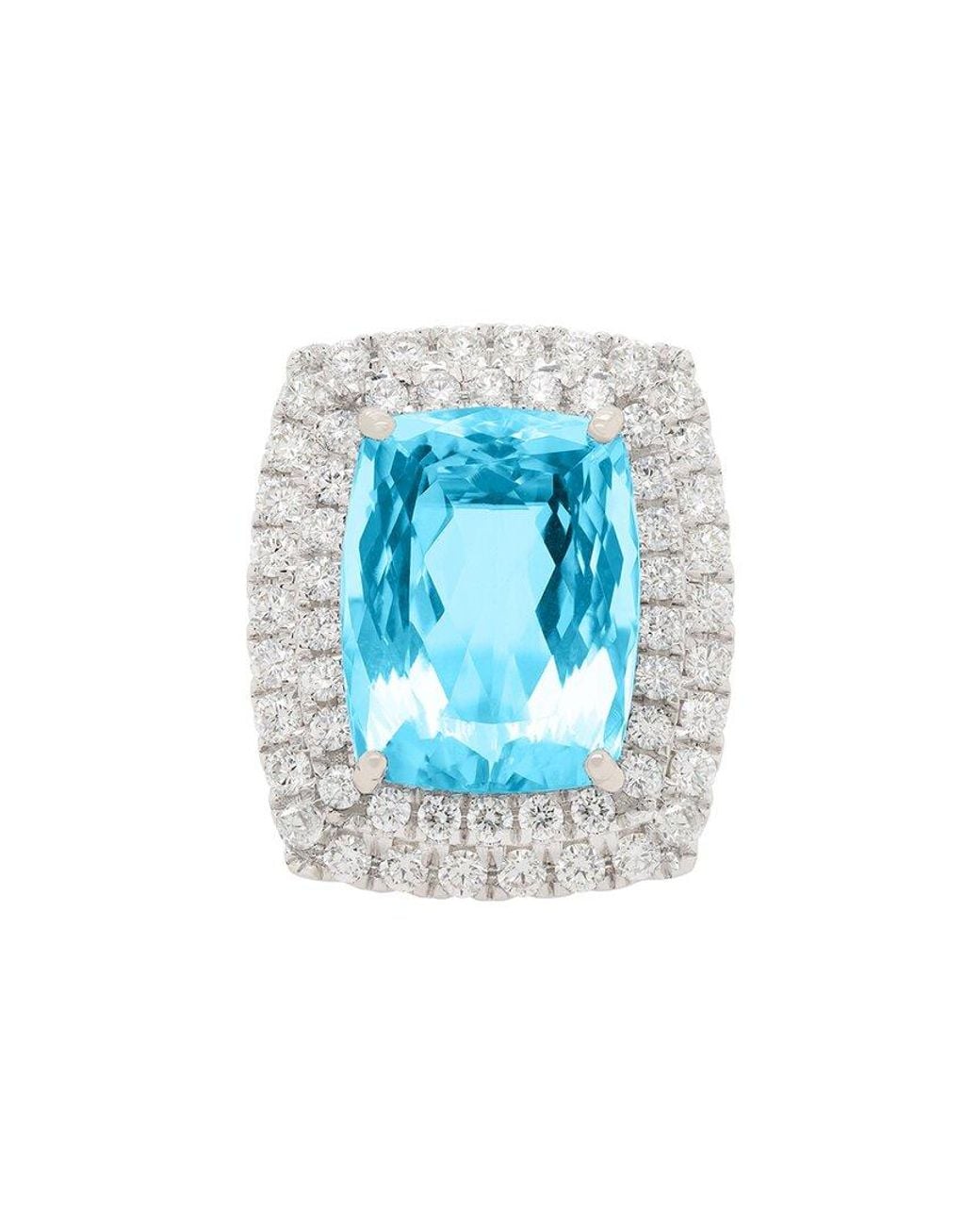Diana M Blue Fine Jewelry 18k 18 Ct. Tw. Diamond & Aquamarine Half-set Ring