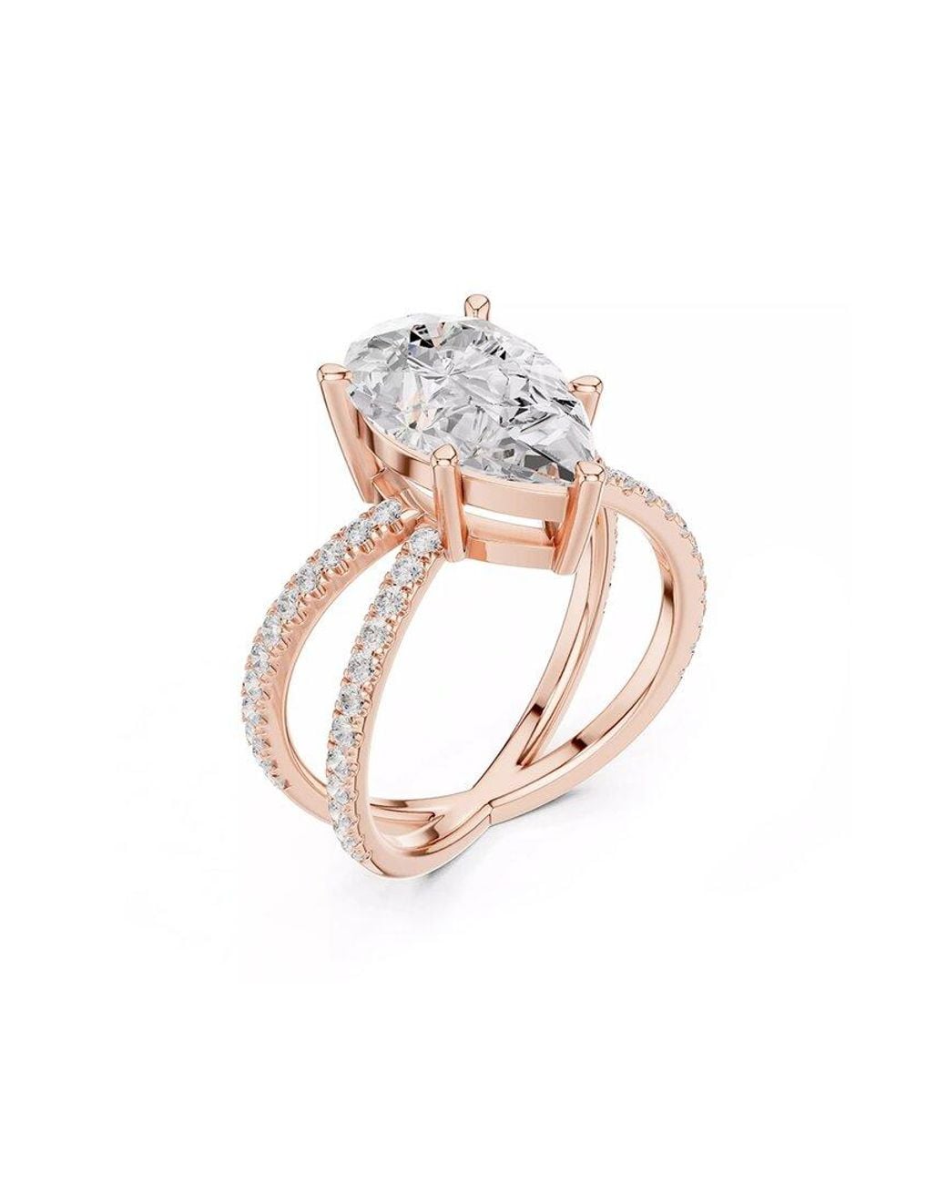 Lab Grown Diamonds White 14K Rose 4.00 Ct. Tw. Lab-Grown Diamond Ring