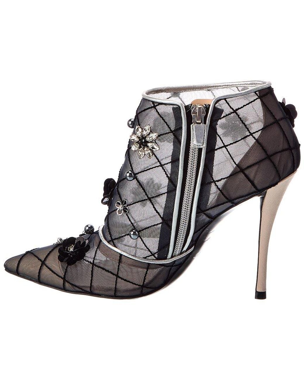 Roger Vivier Black Satin & Mesh Boot