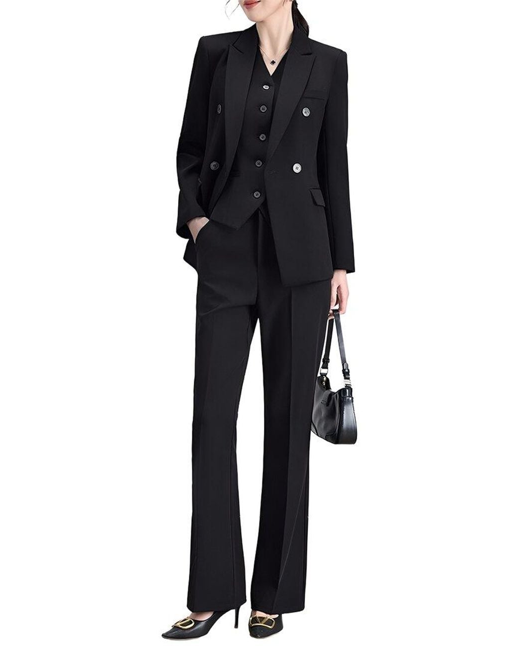 Olivia Taylor Black 2Pc Jacket & Pant Set