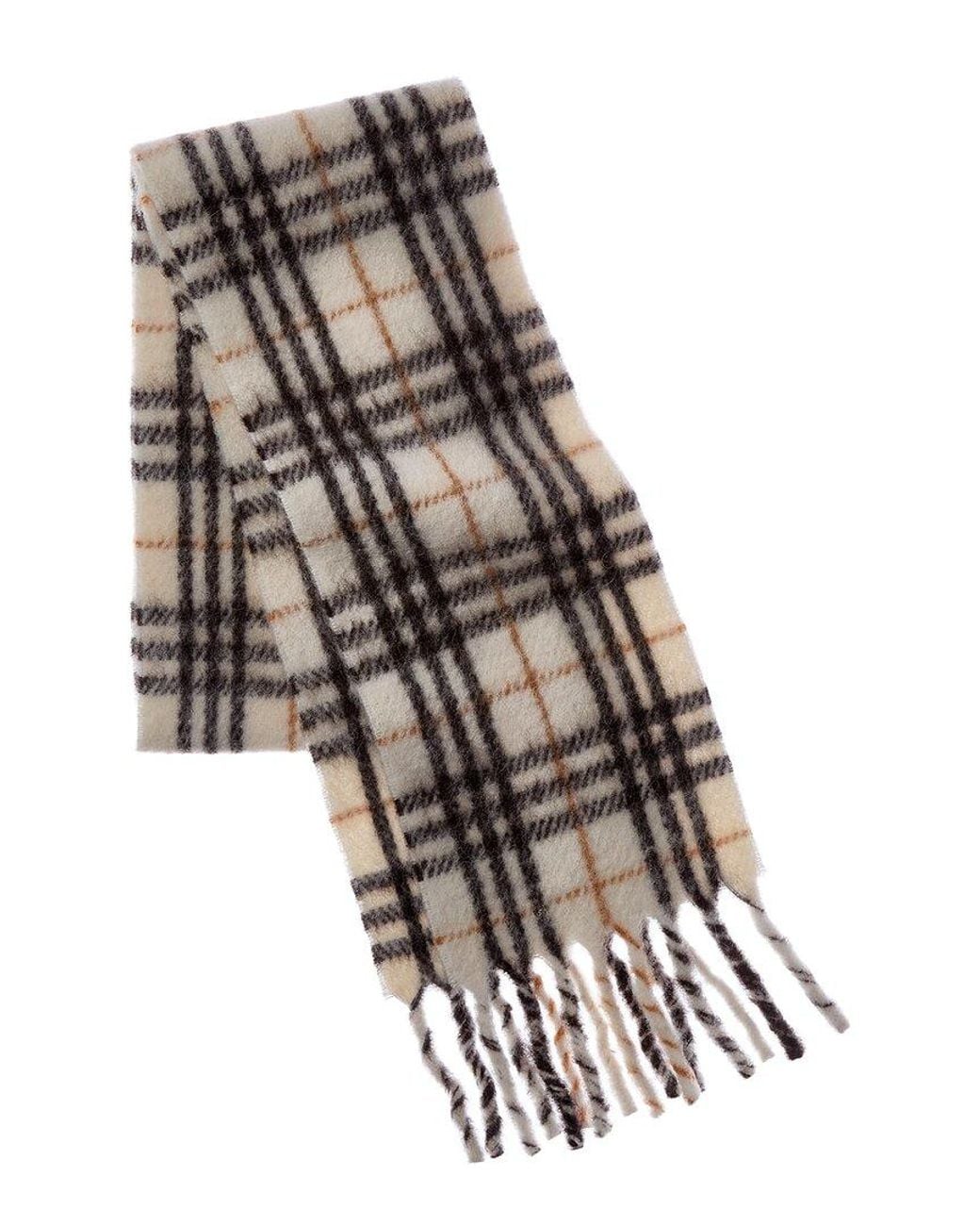 Burberry Black Narrow Check Wool-Blend Scarf