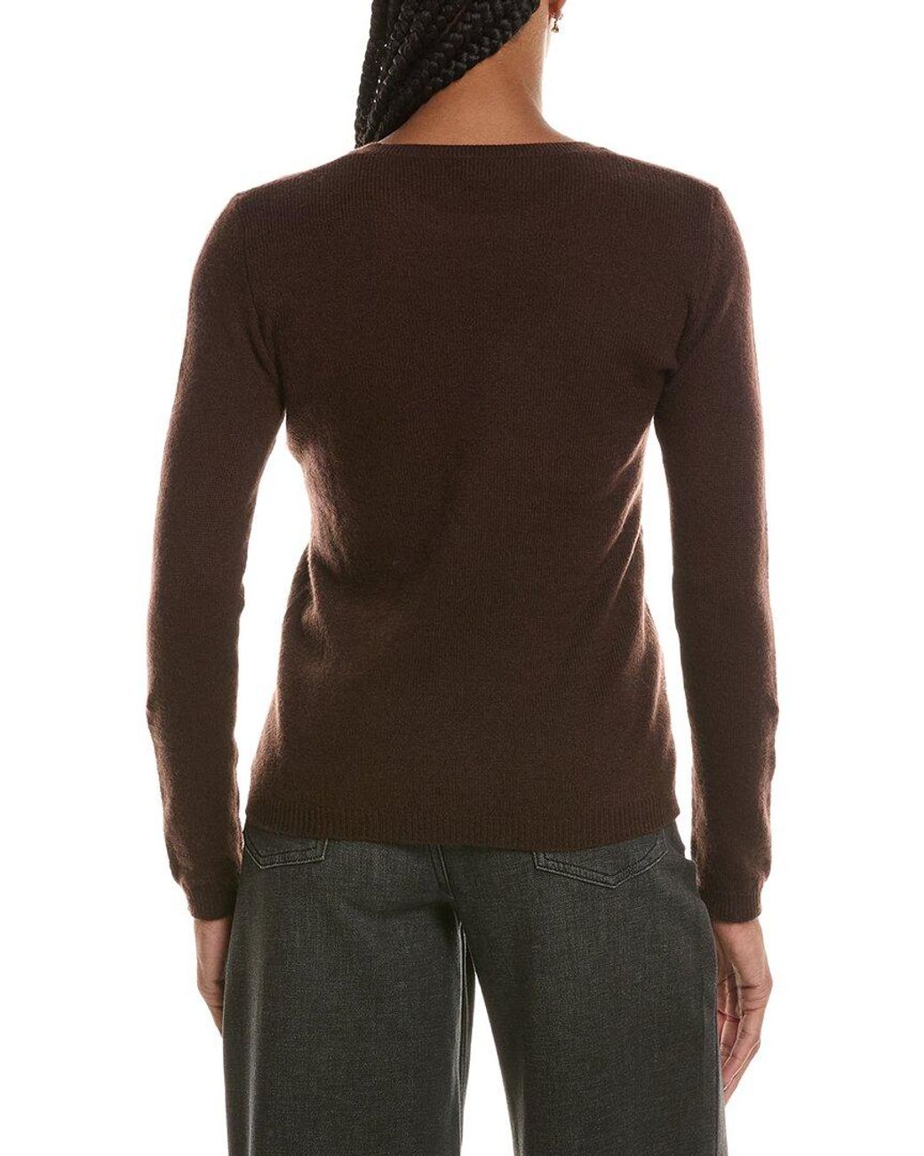 Forte Brown Basic Crewneck 100% Cashmere Sweater