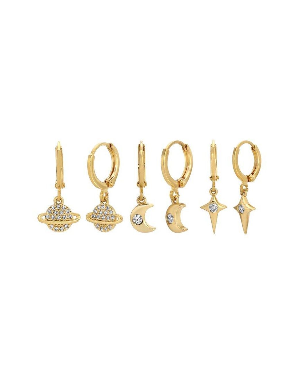 Eye Candy LA Metallic Cz Huggie Earring Set