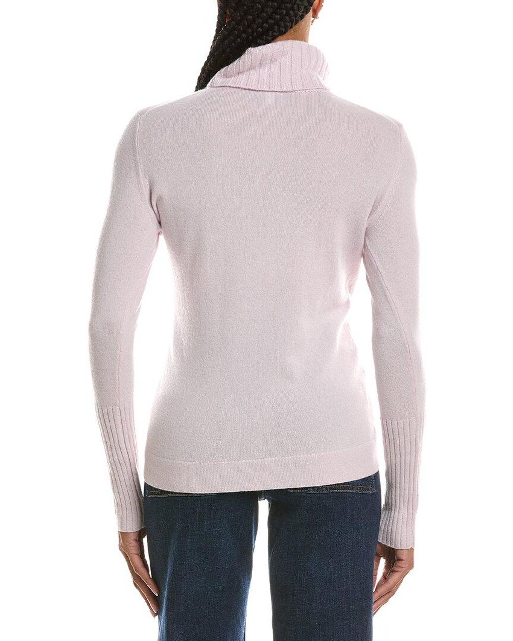 Forte Multicolor Chunky Trim Turtleneck 100% Cashmere Sweater
