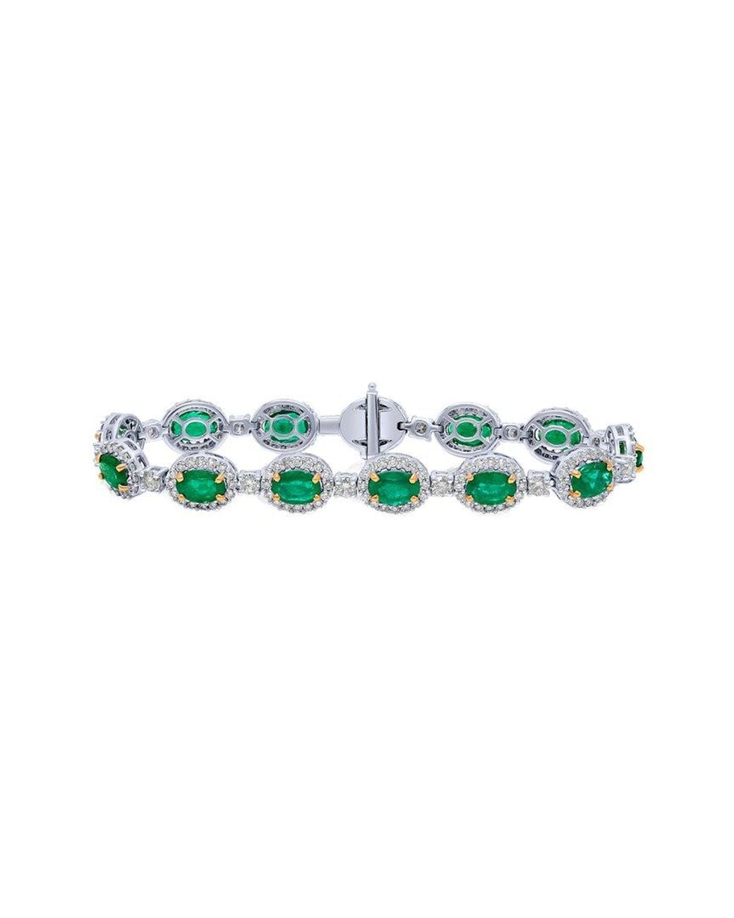 Diana M Green Fine Jewelry 18k 4.12 Ct. Tw. Diamond & Emerald Bracelet