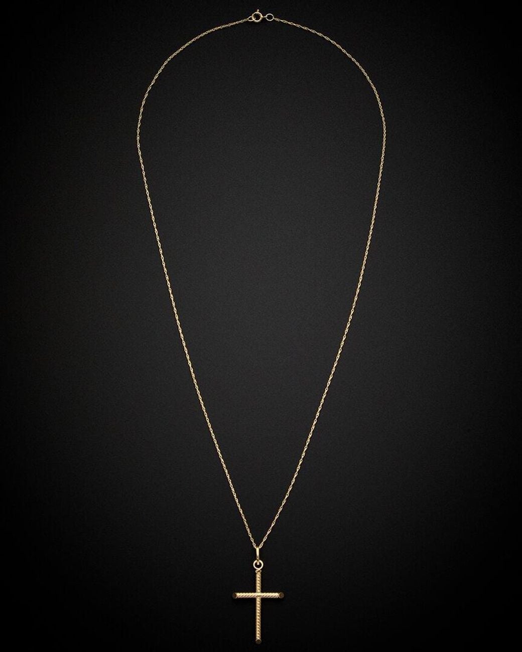 Italian Gold Black 14k Cross Pendant Necklace