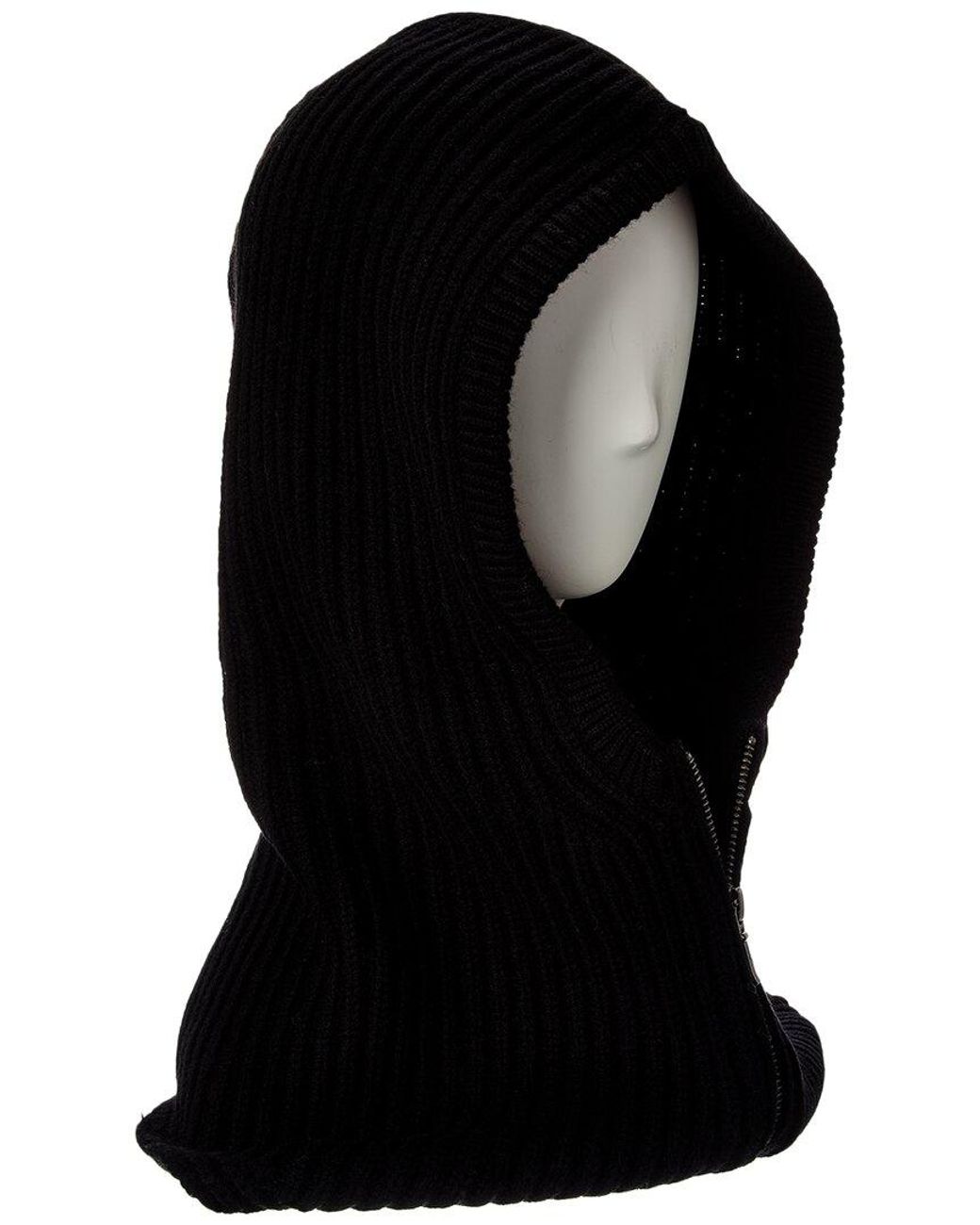 Forte Black Cashmere Rib Zip Wool & Cashmere-Blend Hood