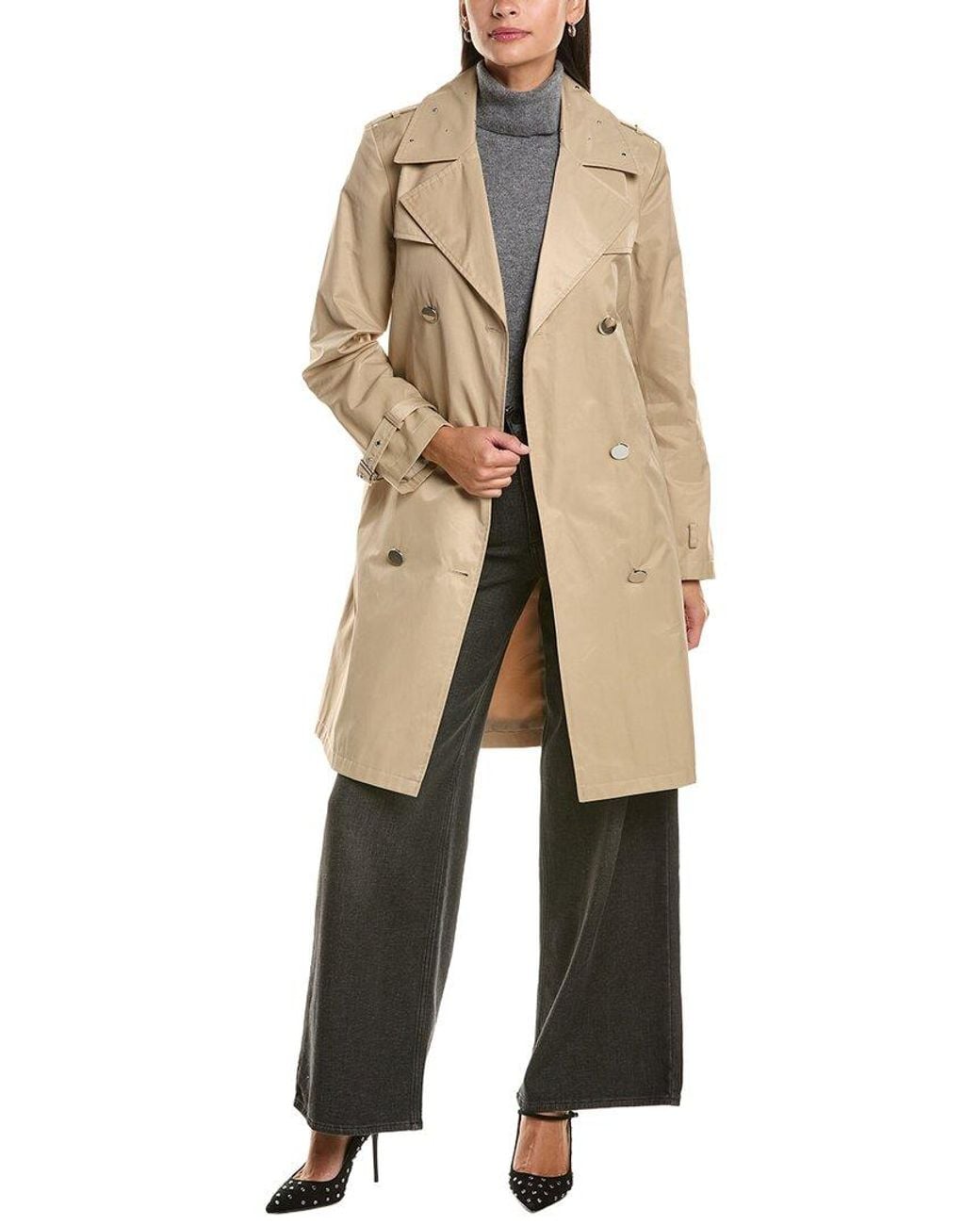 Cece Natural Studs Trench Coat
