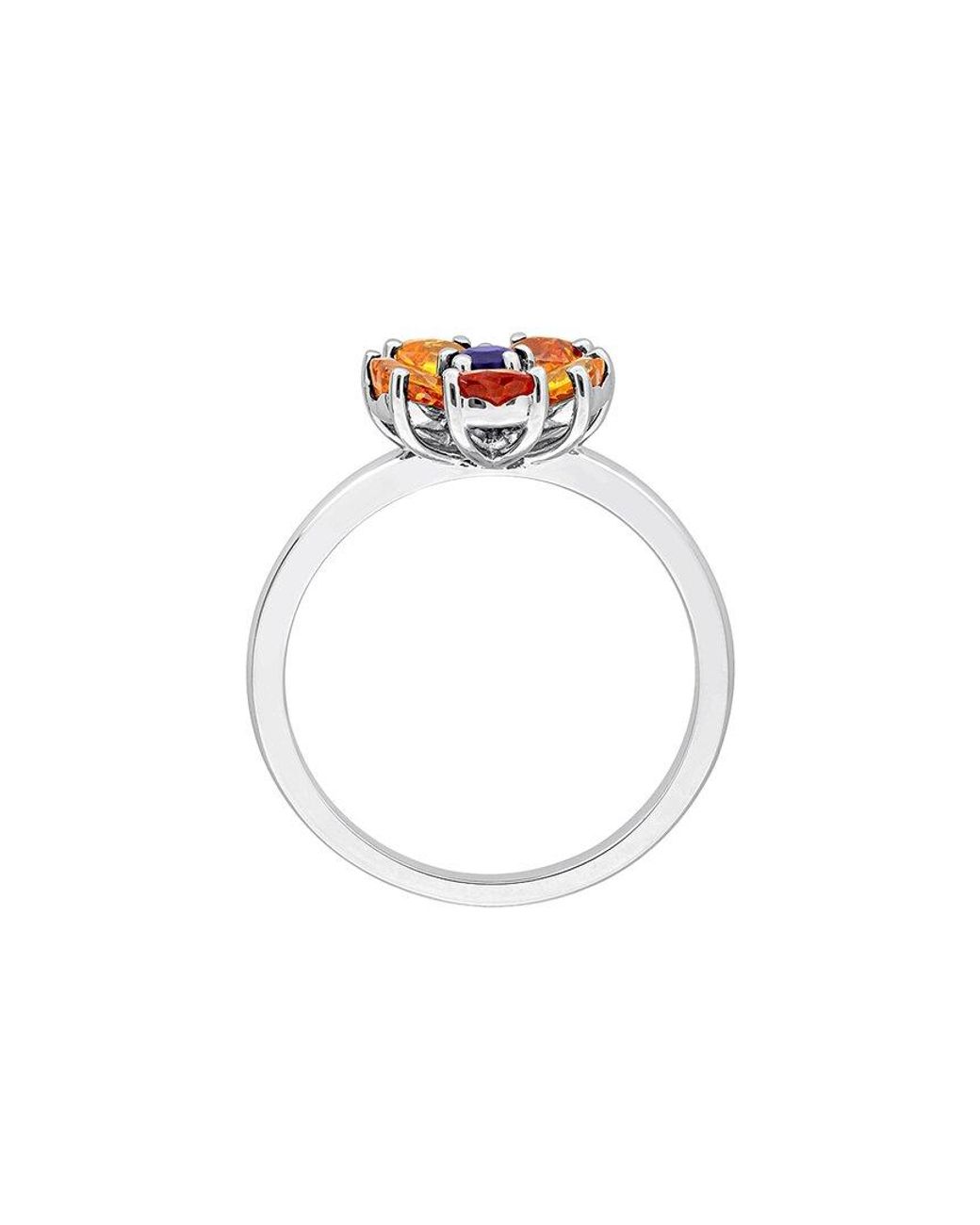 Rina Limor White 1.83 Ct. Tw. Multi-Color Sapphire Flower Ring