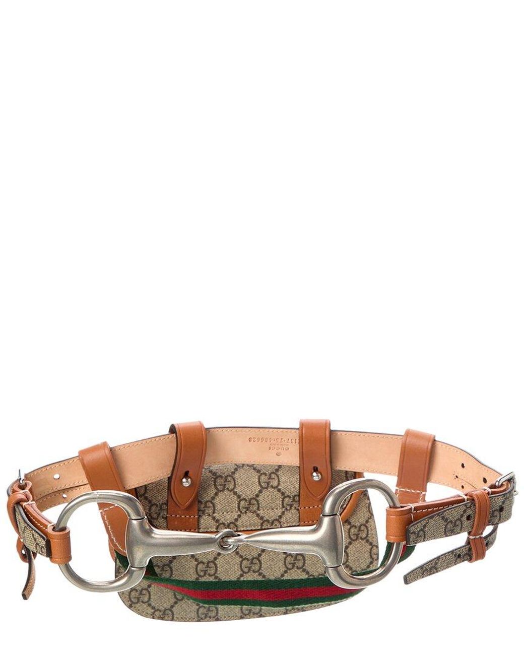 Gucci Bamboo Canvas And Leather Belt Size Indicated 75/30 Brown 71495 auth GUCCI ebony & beige GG Monogram canvas BAMBOO  main image 3