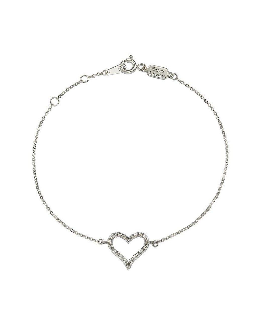 Suzy Levian White 14k 0.24 Ct. Tw. Diamond Heart Solitaire Bracelet