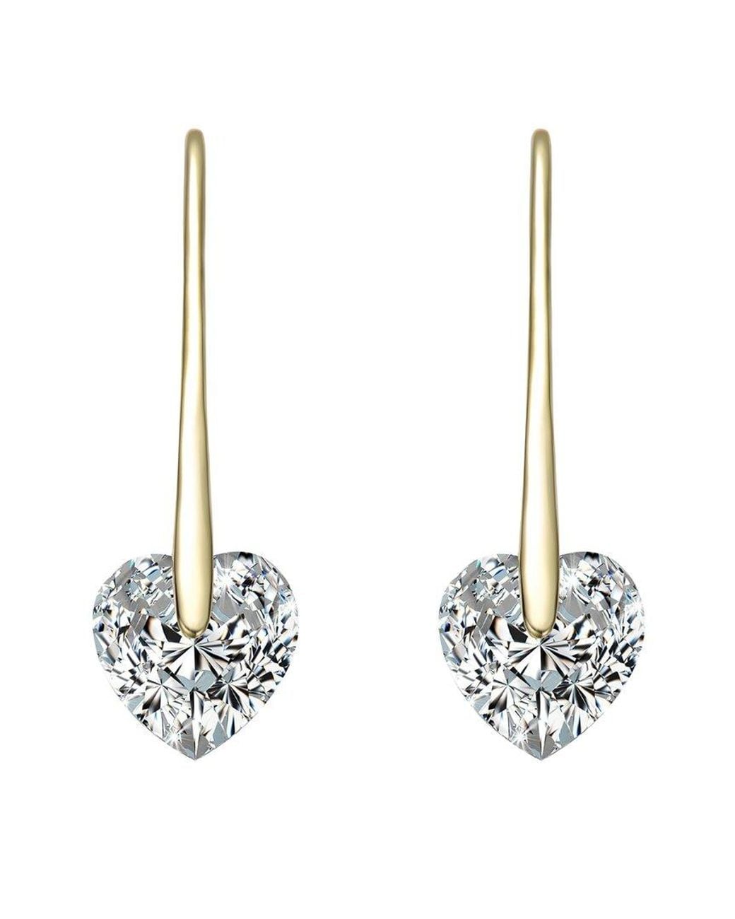Rachel Glauber Metallic 14K Diamond Cz Dangle Earrings