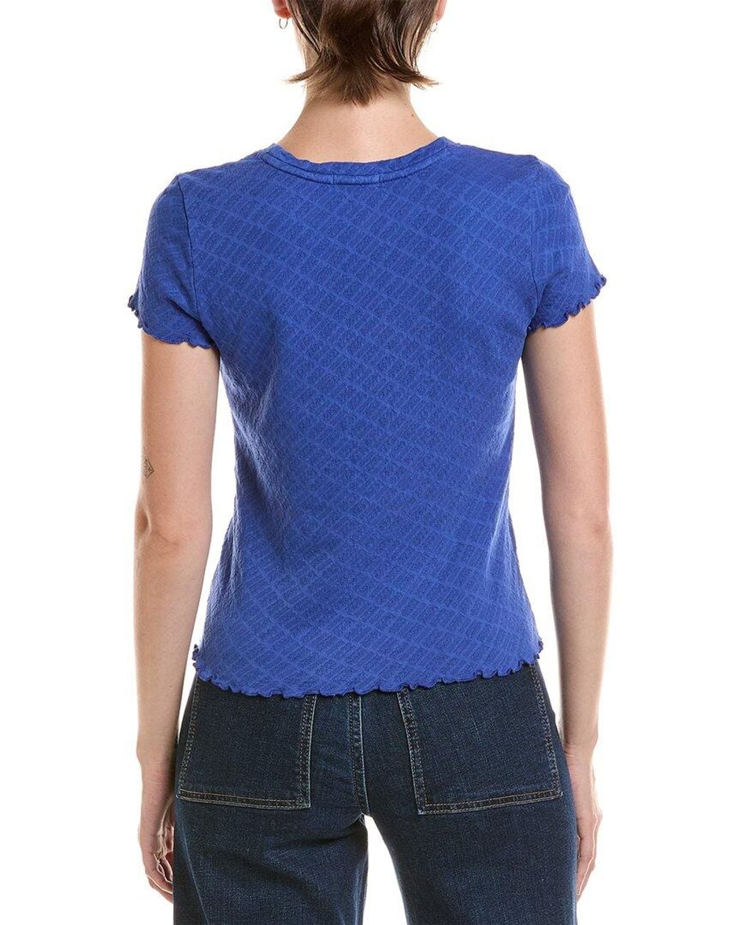 NIC+ZOE Blue Petite Lace Knit T-Shirt