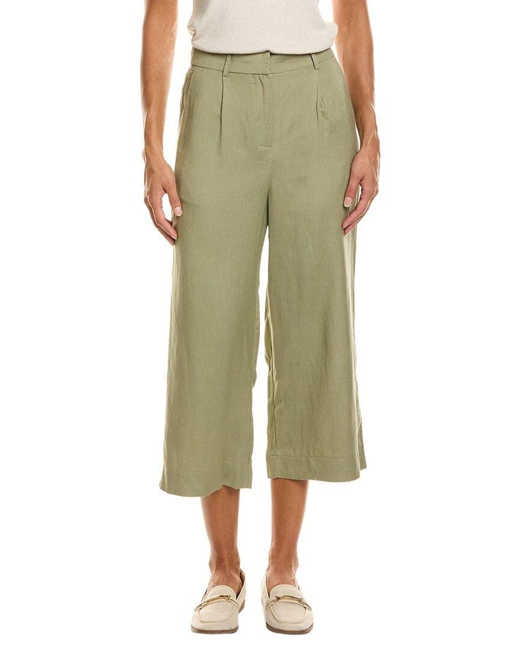 CELESTINE SEI Green Linen-Blend Pant