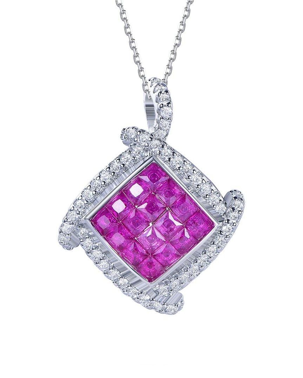 Suzy Levian CZ Jewelry Pink Suzy Levian Cz Invisible Setting Necklace