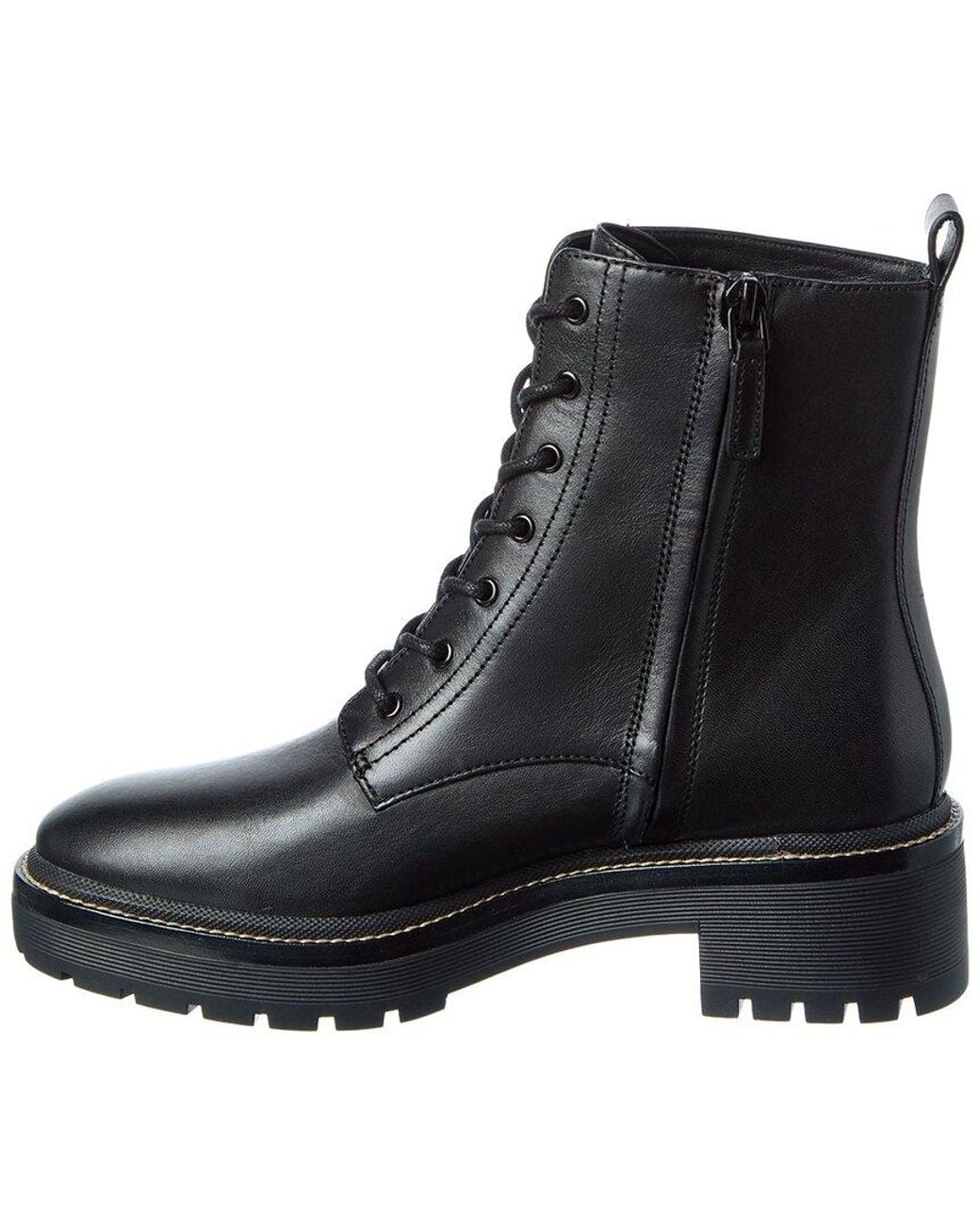 Tory Burch Miller Lug Sole Leather Bootie in Black | Lyst